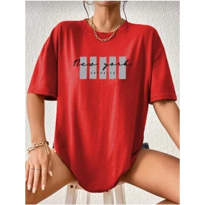 Malkoçbey Newyork Broklıyn Baskılı Oversize Unisex Basic T-Shirt