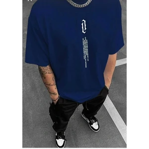 Gazete Baskılı Oversize Unisex O Yaka Basic T-Shirt