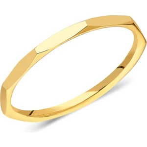 Fasek Gold 925 Ayar Gümüş Yüzük-Fasetli Modern Gümüş Alyans-Hediye Kadın 925 Ayar Gümüş Alyans