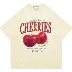 Malkocbey Cherrıes Baskılı Oversize Basic O Yaka T-Shirt