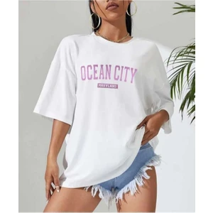 Malkoçbey Ocean City Baskılı Oversize Unisex Basic T-Shirt