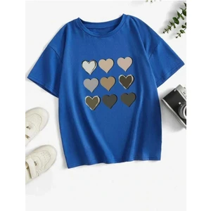 Malkoçbey Kalp Baskılı Oversize Unisex Basic T-Shirt