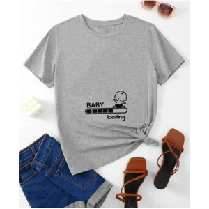 Malkoçbey Kadın Baby Loading... Baskılı Oversize Basic T-Shirt