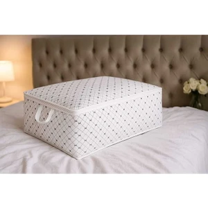 2 Adet Baza Altı Hurç 22X62X46 Gri Fiyonk Desenli