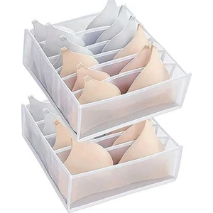 2 Adet 8 Bölmeli Şeffaf Sütyen Düzenleyici 38X30X11CM Pvc Kenarlı