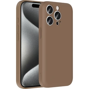 iPhone 15 Pro Max Kılıf Kamera Korumalı Kartlık Hazneli Kflg Vitra Kapak - Kahverengi