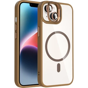 iPhone 14 Kılıf Standlı ve Kamera Lens Hediyeli M-Safe Şarj Özellikli Kflg Etro Kapak - Desert Titan
