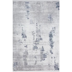 Karmen Halı Elegance EG013A Gri Halı Lacivert Detaylı Modern Viskon Doğal Iplik Bambu Halı Tozu Az Salon Halısı