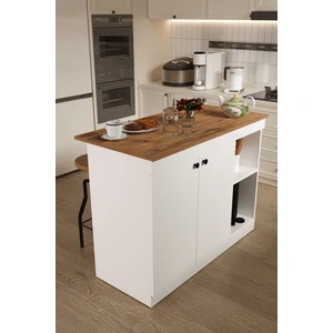 Yıldız Mutfak Adası Çok Amaçlı Dolap Masa Beyaz Atlantik Çam