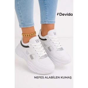 Kadın Beyaz Spor Ayakkabı 5 Cm Yüksek Air Taban Günlük Sneaker X110
