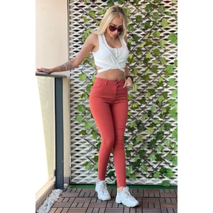 The Bark Düğmeli Skinny Jean Kadın Pantolon 1031-124 Kiremit