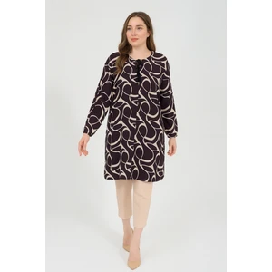 Kadın Halka Desenli Dokuma Tunik Mürdüm