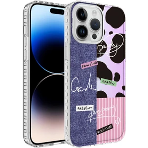 Apple iPhone 13 Pro Max Uyumlu Airbag Kenarlı Renkli Desenli Silikon Elegans Kapak-No8