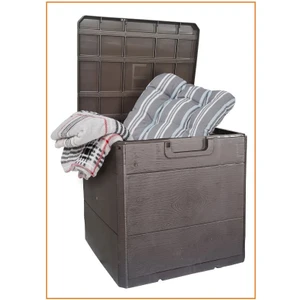 PolivaHome Bahçe Kiler Depolama Sandığı Balkon Saklama Dolabı Kapaklı Plastik Sandık 50X45X50CM 120 Litre Kahverengi