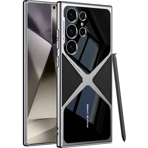 Galaxy S24 Ultra Kılıf Ultra Ince Kamera Korumalı Pc + Deri Arka Yüzey Kflg X-Pro Kapak-Siyah