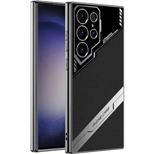 Galaxy S23 Ultra Kılıf Kamera Korumalı Suni Deri Tasarım Kflg Yeni Seri Procase Kapak-Siyah