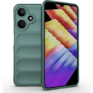 Infinix Hot 30I Kılıf Esnek Tpu Oyuklu Arka Yüzey Tasarımlı Kflg Etnik Silikon Kapak - Koyu Yeşil
