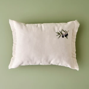 Olive Nakışlı Kırlent Kılıfı Bej (35X50 Cm)