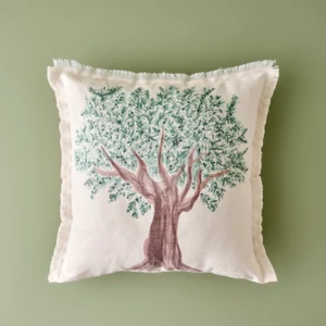 Olive Tree Baskılı Kırlent Kılıfı Bej (45X45 Cm)