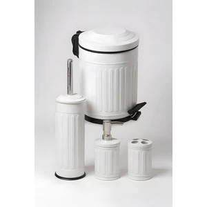 Vintage 4'lü Çöp Kovası Banyo Seti Çizgili