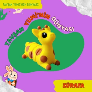 Tavşan Yumi Zürafa Oyuncağı Tekli, Anahtarlık - Eklemli, Hareketli, Eğlenceli -5 cm