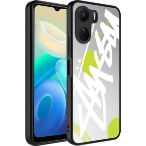 Vivo Y16 Kılıf Aynalı Desenli Kamera Korumalı Parlak Arth Mirror Kapak-Yazı