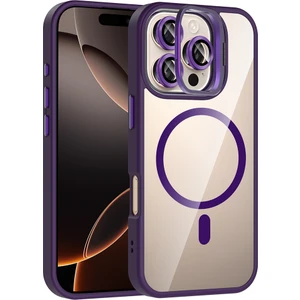 iPhone 16 Pro Kılıf Standlı ve Kamera Lens Hediyeli M-Safe Şarj Özellikli Arth Etro Kapak - Derin Mo