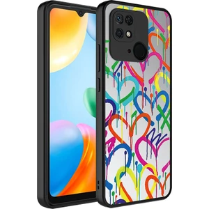 Xiaomi Redmi 10C Kılıf Aynalı Desenli Kamera Korumalı Parlak Arth Mirror Kapak-Kalp