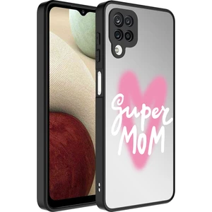 Galaxy A12 Kılıf Aynalı Desenli Kamera Korumalı Parlak Arth Mirror Kapak-Süper Anne