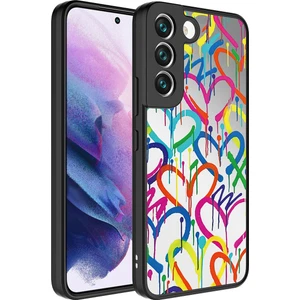 Galaxy S21 Fe Kılıf Aynalı Desenli Kamera Korumalı Parlak Arth Mirror Kapak-Kalp
