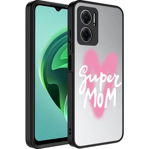 Xiaomi Redmi Note 11E Kılıf Aynalı Desenli Kamera Korumalı Parlak Arth Mirror Kapak-Süper Anne