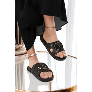 Kadın Terlik Siyah Kaydırmaz Su Geçirmez Şık Ev Dışarı Plaj Yazlık Günlük Terlik