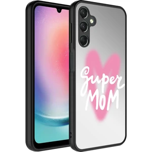 Galaxy A24 Kılıf Aynalı Desenli Kamera Korumalı Parlak Arth Mirror Kapak-Süper Anne