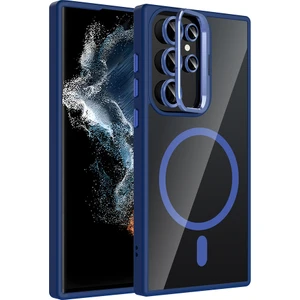 Galaxy S22 Ultra Kılıf Standlı ve Kamera Lens Hediyeli M-Safe Şarj Özellikli Arth Etro Kapak - Laciv