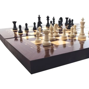 Platin Üçlü Oyun Seti (Tavla-Dama-Satranç) Büyük Boy