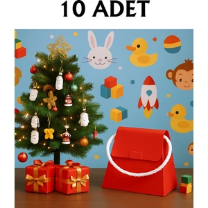 Bymeyla 10 Adet Konsept Özel Tasarım Kırmızı Hediye Kutusu Çanta Boş Karton Hediye Paketi Hediyelik