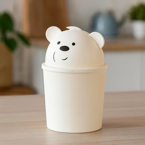 Masa Üstü Çöp Kutusu, Ayıcıklı Çöp Kovası, Mini Çöp Kutusu, Masa Üstü Mini Çöp Kutusu 1 Litre