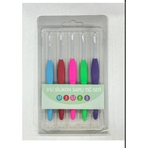 Renkli Silikon Saplı 5'li Ekonomik Tığ Seti 2,50-3,00-3,50-4,00-5,00 Mm'ler Içerir