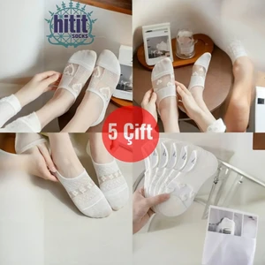 Hitit Socks Kadın 5 Çift Premium Kalite Desenli Tül Çorap