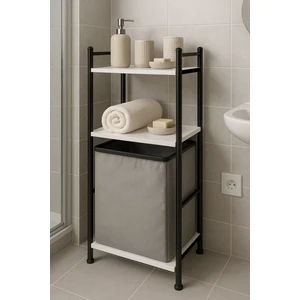 2 Raflı Çamaşır Sepeti Banyo Düzenleyici Raf Kirli Sepeti