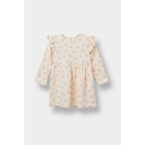 Kız Bebek Kalp Baskılı Uzun Kollu Elbise