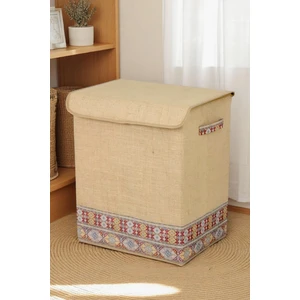 Jüt Garni Detaylı Kutu Dolap Içi Organizer Oyuncak Eşya Çamaşır Saklama Kutusu Düzenleyici