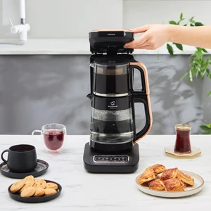 Robotea Pro 4 in 1 Konuşan Cam Çay Makinesi Black Copper