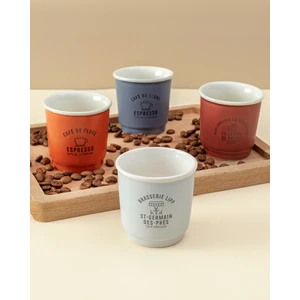 Madame Coco Darci Desenli Cam Espresso Fincan Seti 4 Parça Mavi 90 ml Kahve Sunumu İçin