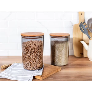 Madame Coco Yuviera 2300ml Ahşap Kapaklı Saklama Kabı 2'li