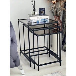 Brad 3'lü Metal Zigon Yan Sehpa Siyah-Bronz