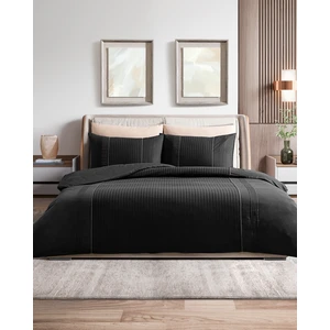 Madame Coco Mousse Çift Kişilik Nervürlü Nevresim Takımı - Siyah