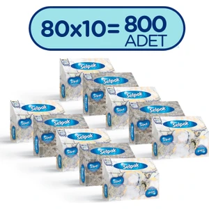 El ve Yüz Havlusu Kutulu Mermer Desen 10*80 Yaprak