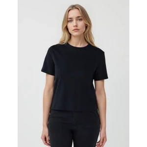 Jimmy Key Siyah %100 Pamuk Kısa Kollu Basic Örme Tişört