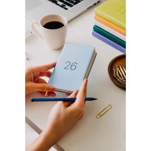 Matt Notebook 2026 Yılı Lastikli Günlük Cep Ajandası 12 Aylık Mavi